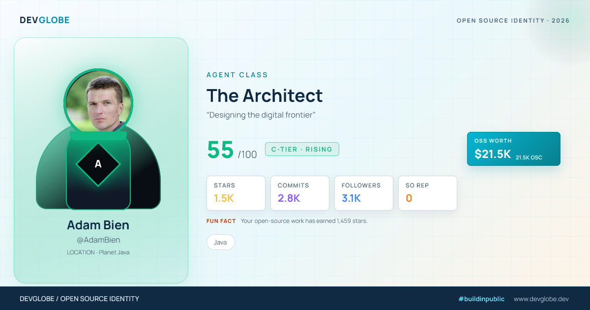 Developer card for @AdamBien