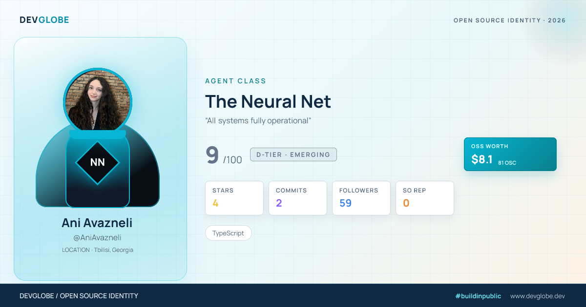Developer card for @AniAvazneli