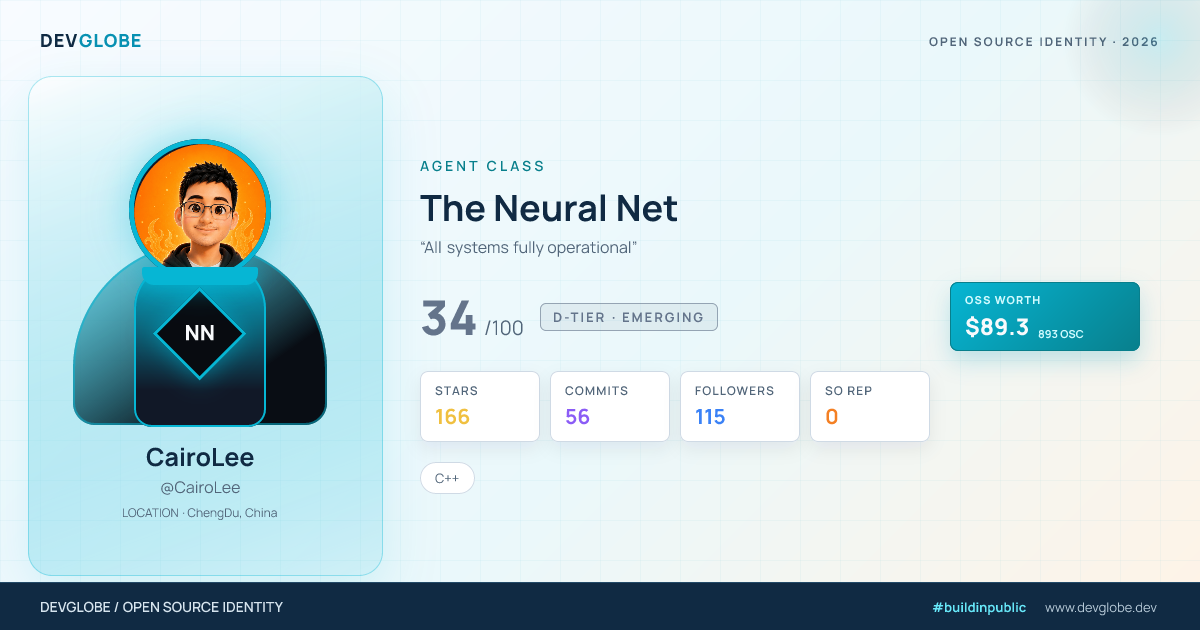 Developer card for @CairoLee
