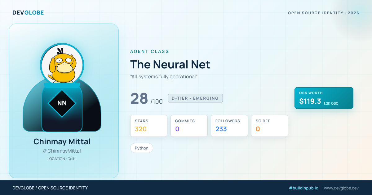 Developer card for @ChinmayMittal