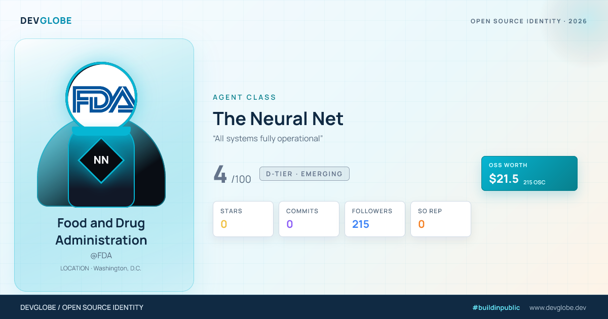Developer card for @FDA