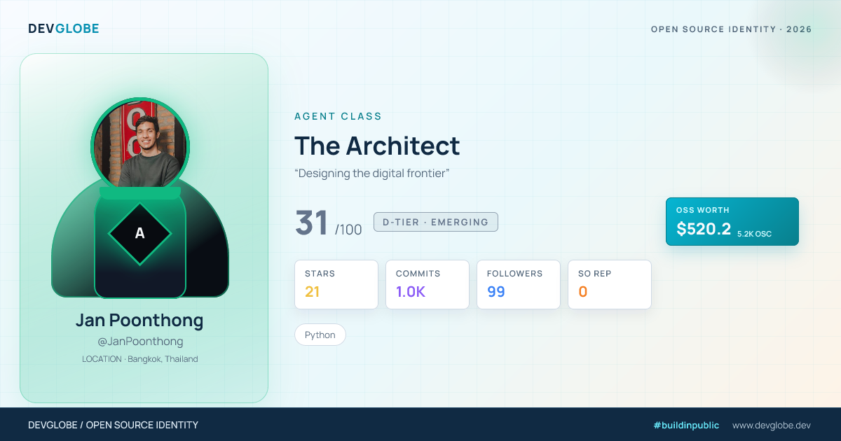 Developer card for @JanPoonthong