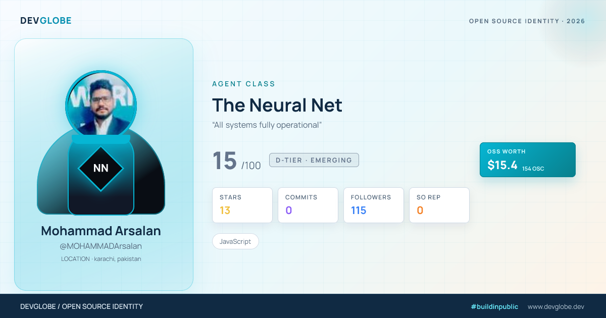 Developer card for @MOHAMMADArsalan