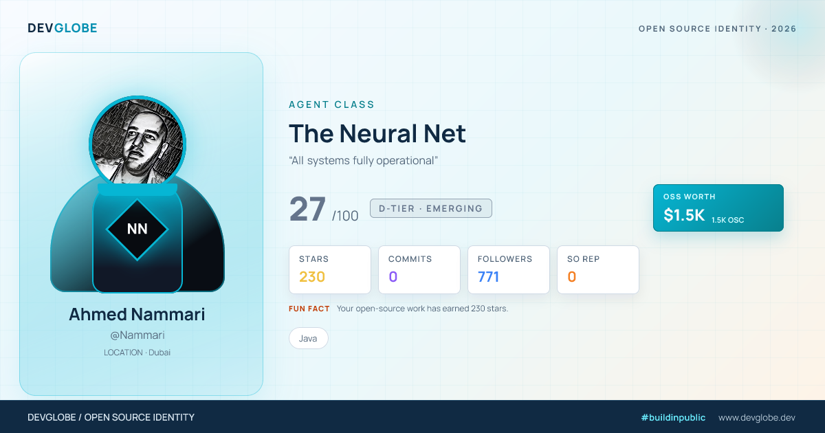Developer card for @Nammari