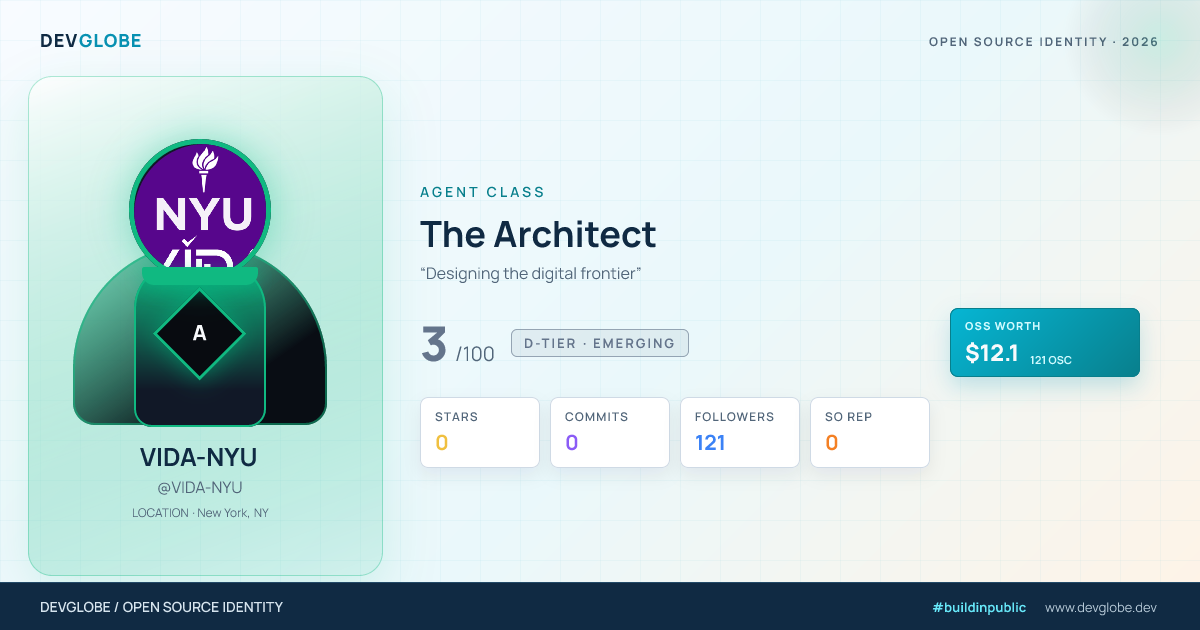 Developer card for @VIDA-NYU