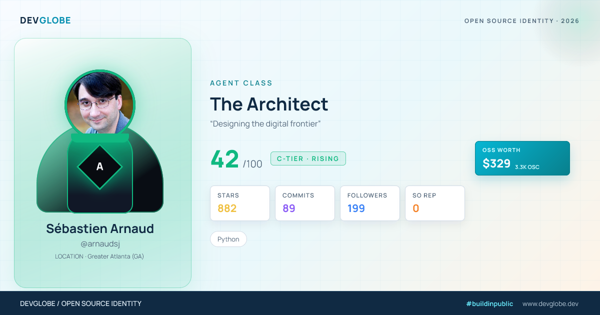 Developer card for @arnaudsj