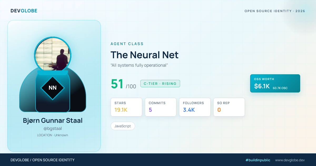 Developer card for @bgstaal