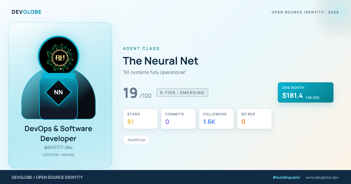 Developer card for @bh0717-dev