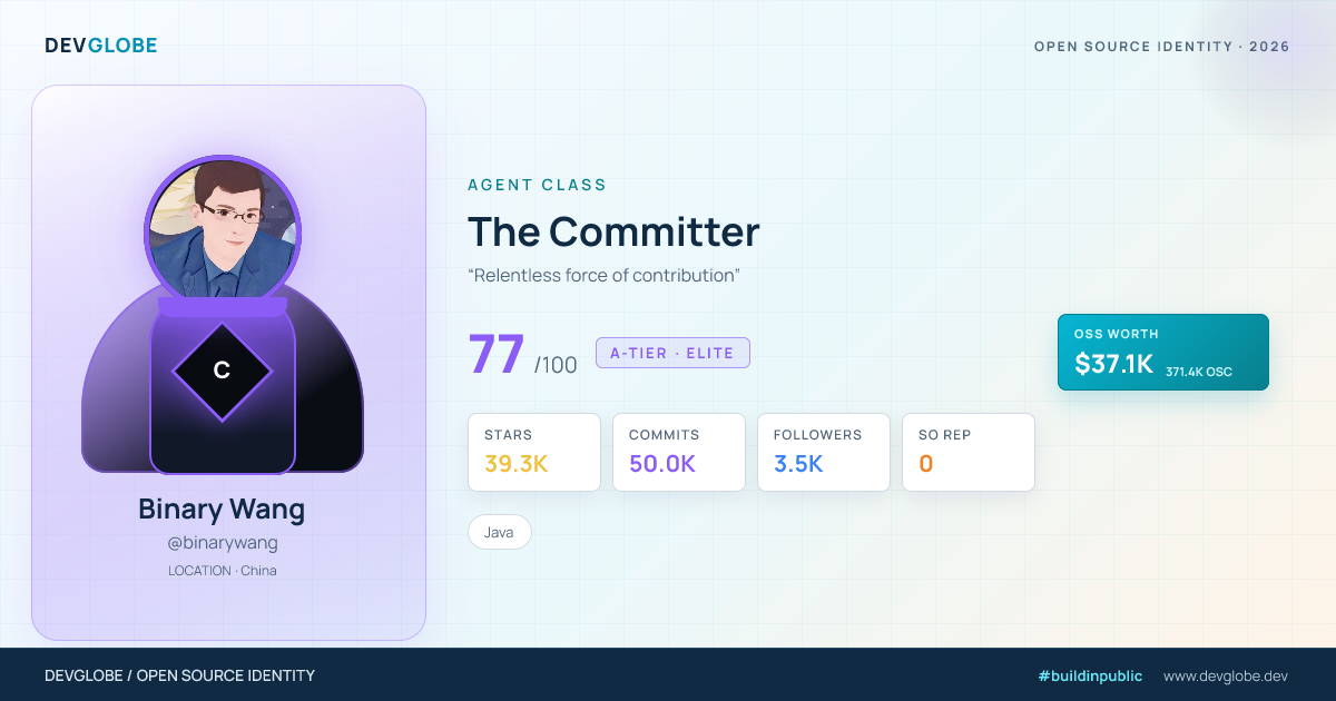 Developer card for @binarywang