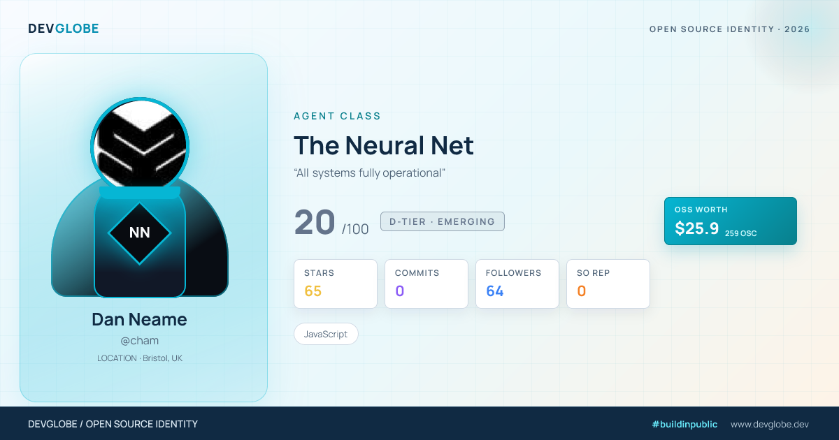 Developer card for @cham