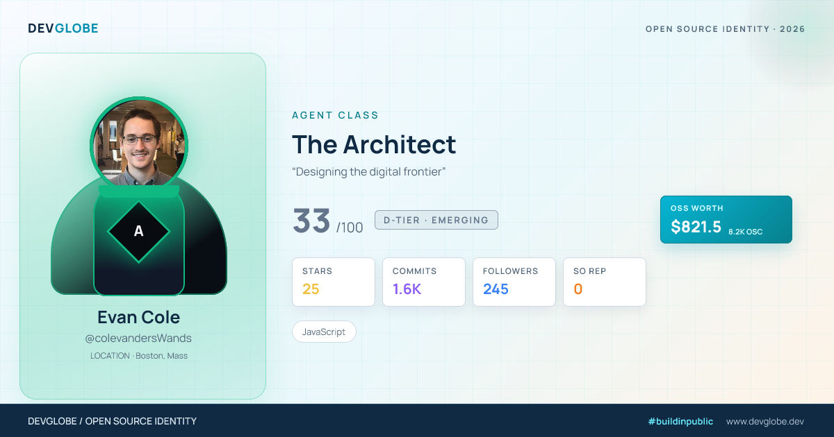 Developer card for @colevandersWands