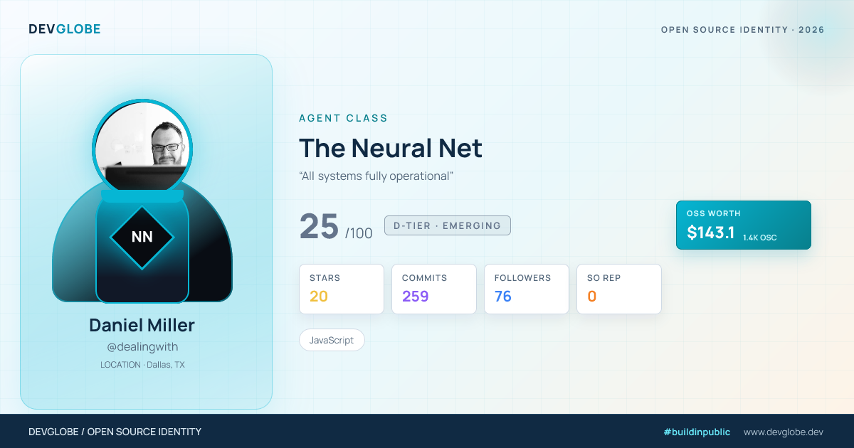 Developer card for @dealingwith