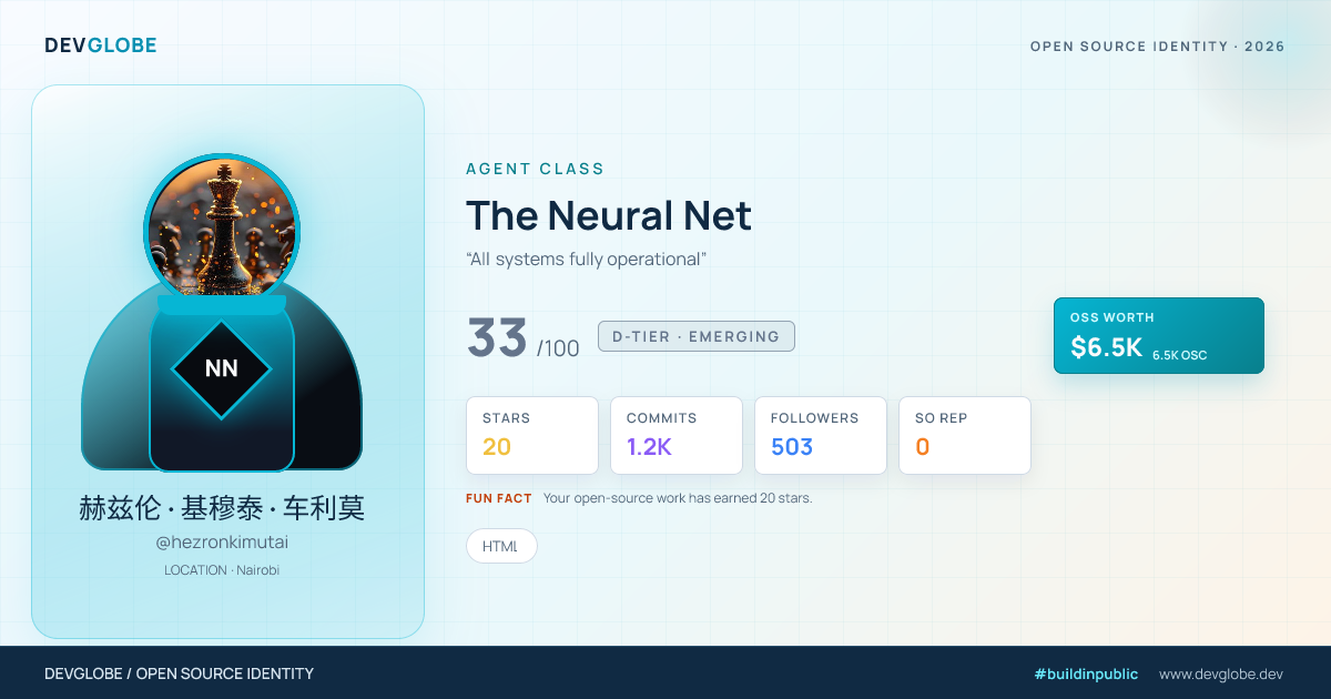 Developer card for @hezronkimutai