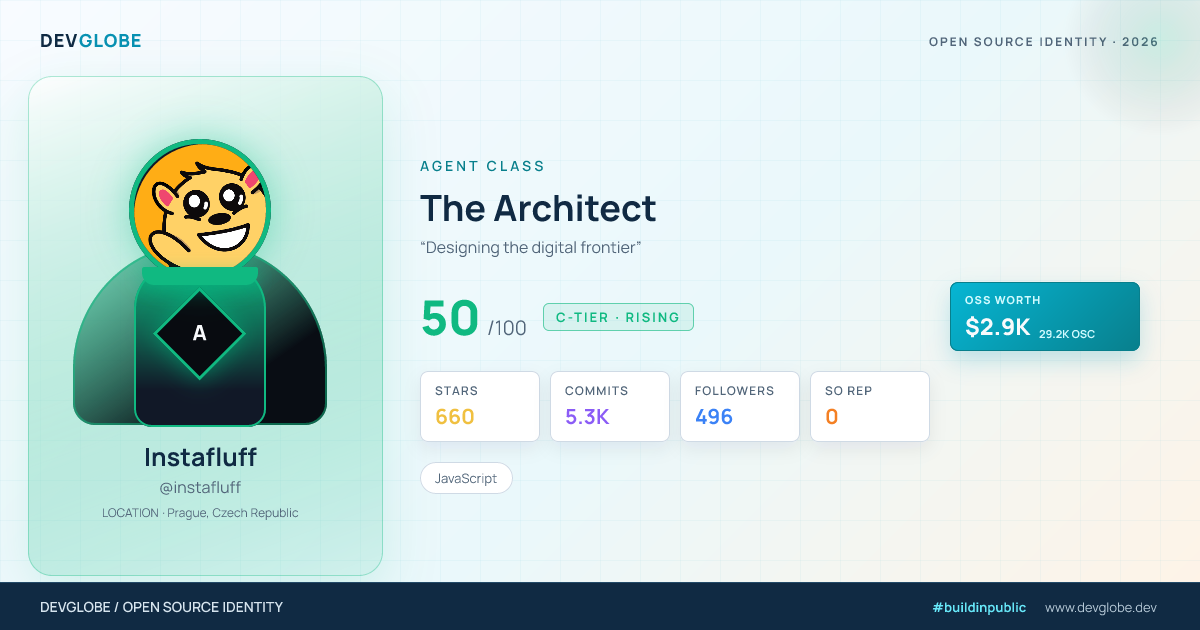 Developer card for @instafluff
