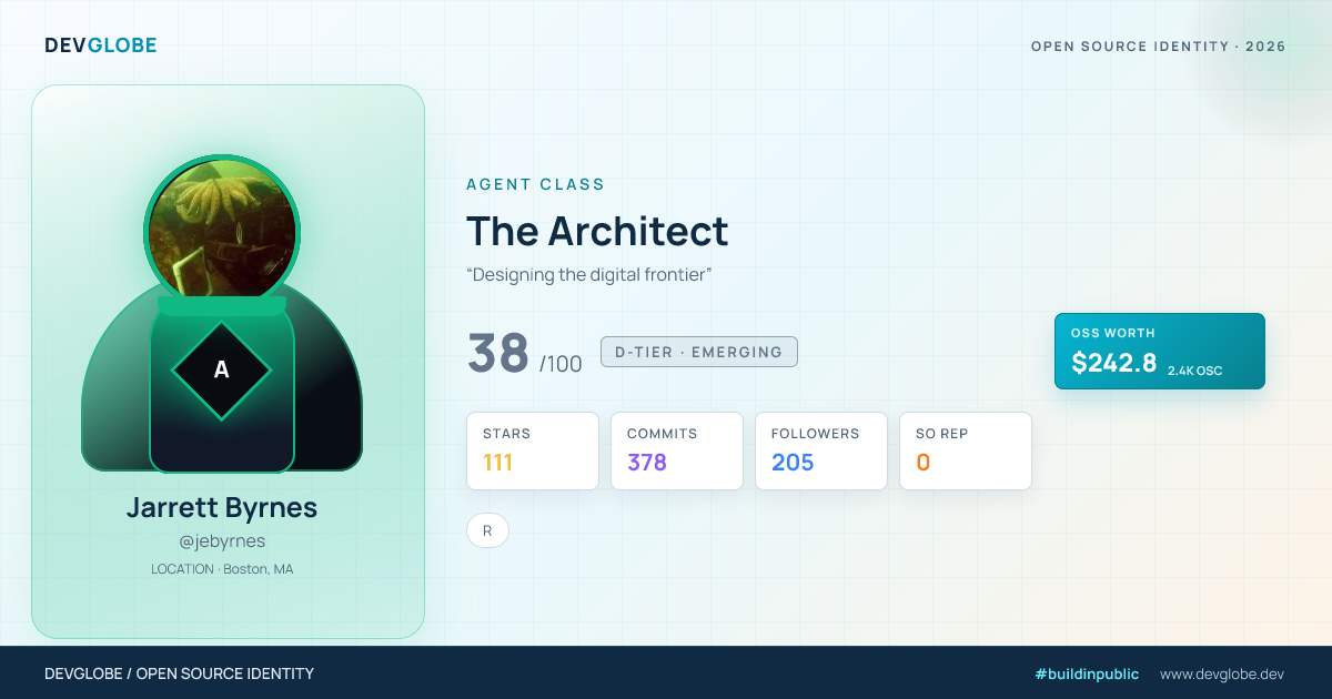Developer card for @jebyrnes