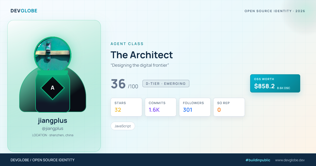 Developer card for @jiangplus