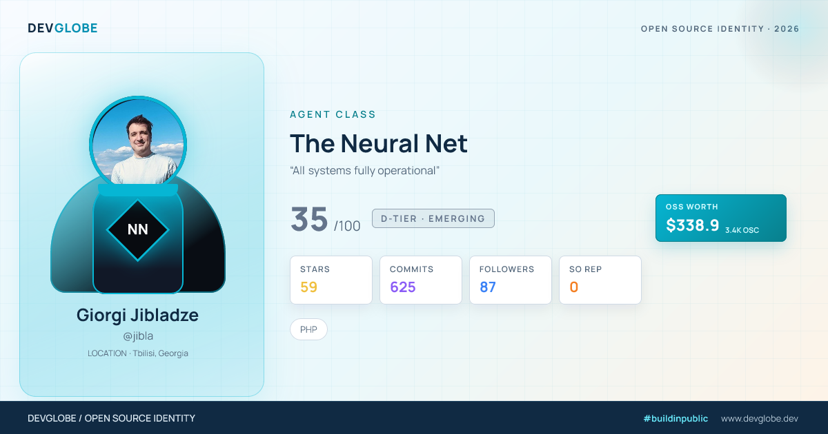 Developer card for @jibla