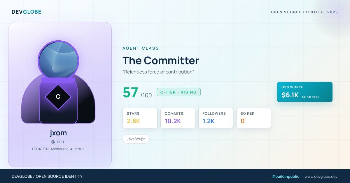 Developer card for @jxom