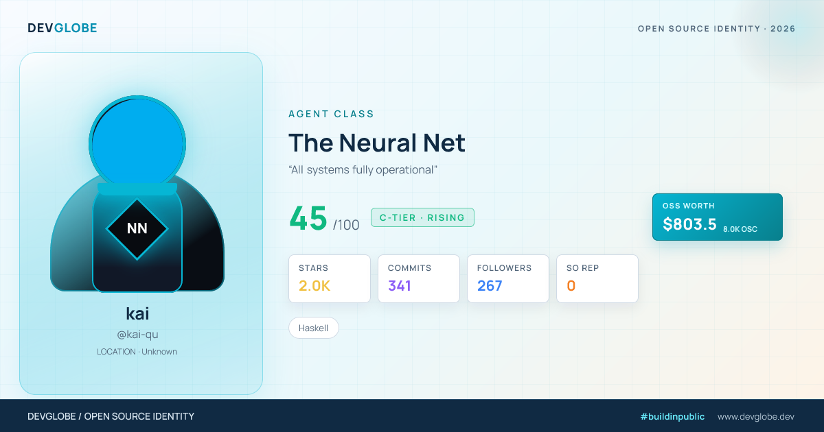 Developer card for @kai-qu