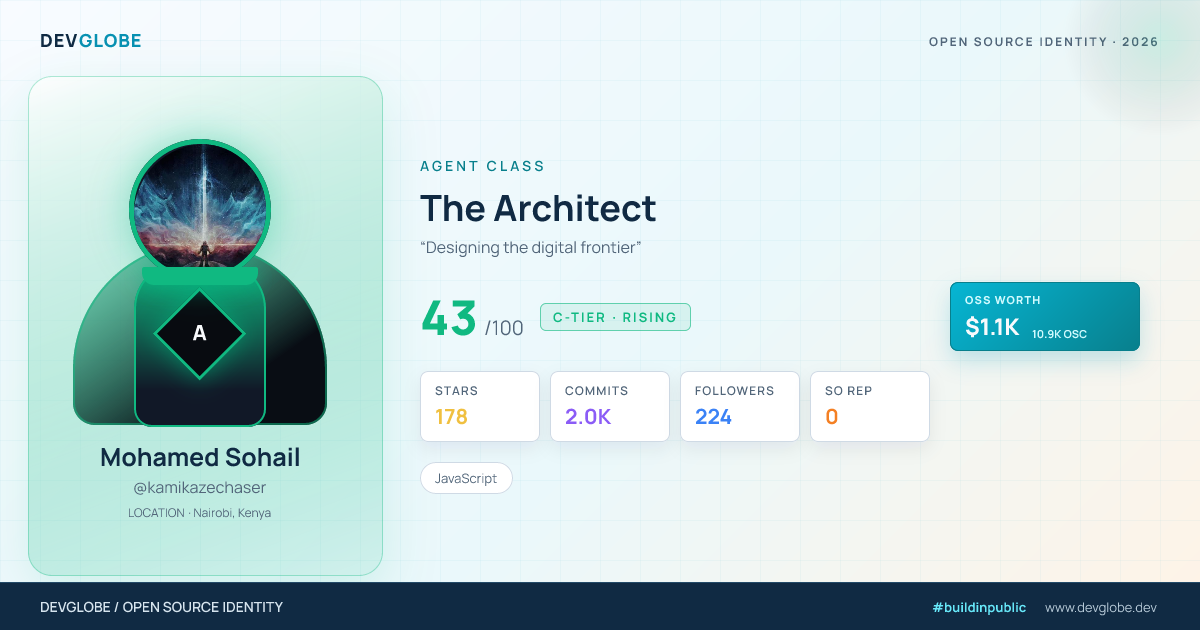Developer card for @kamikazechaser