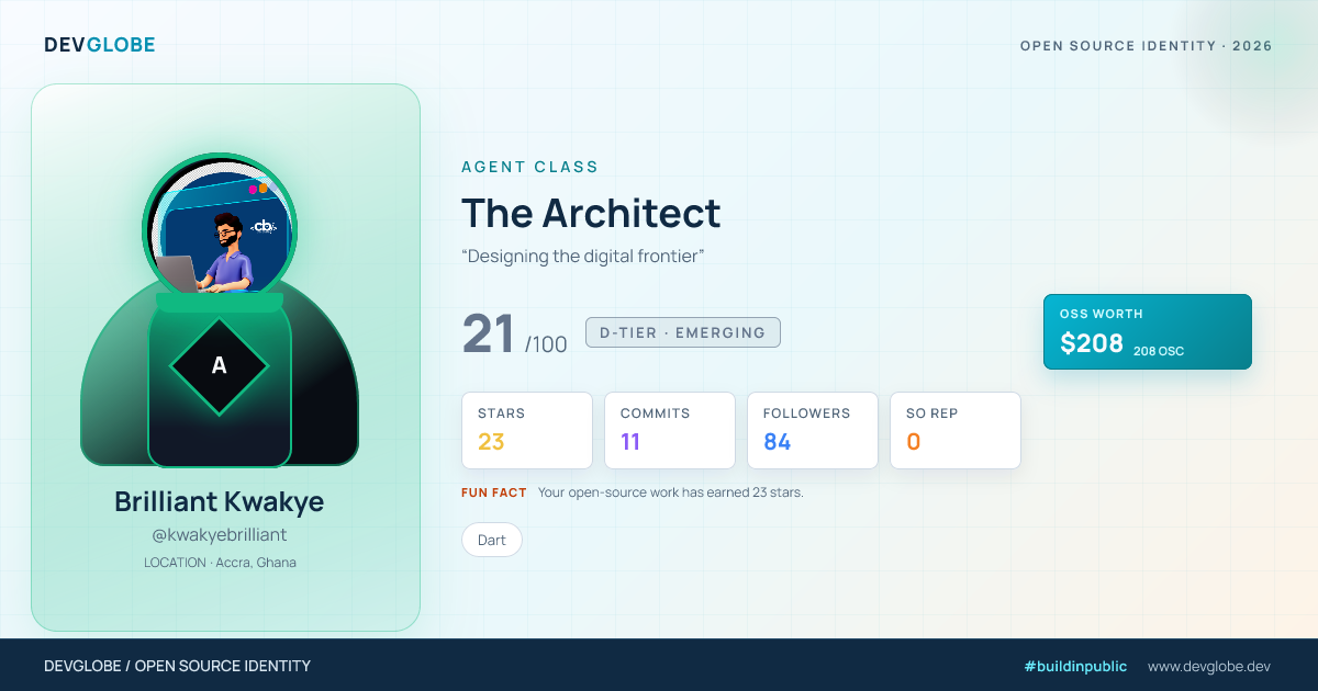 Developer card for @kwakyebrilliant