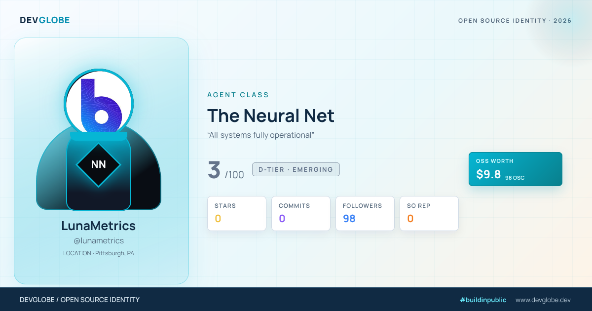 Developer card for @lunametrics