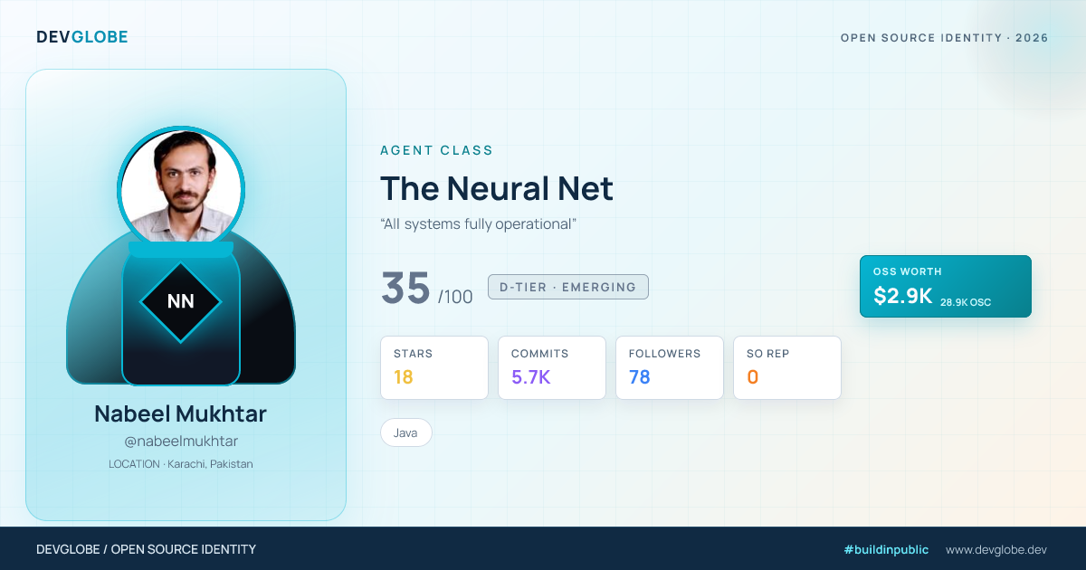 Developer card for @nabeelmukhtar