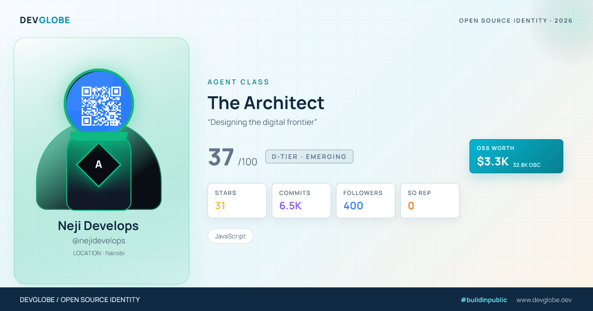 Developer card for @nejidevelops