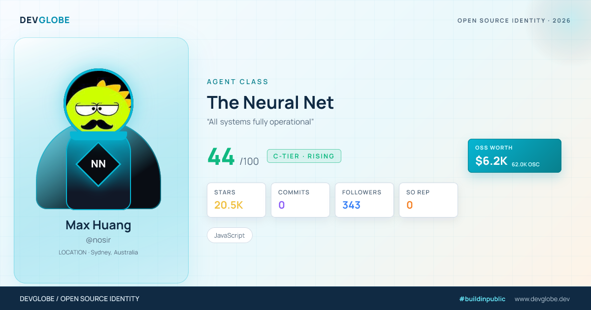 Developer card for @nosir