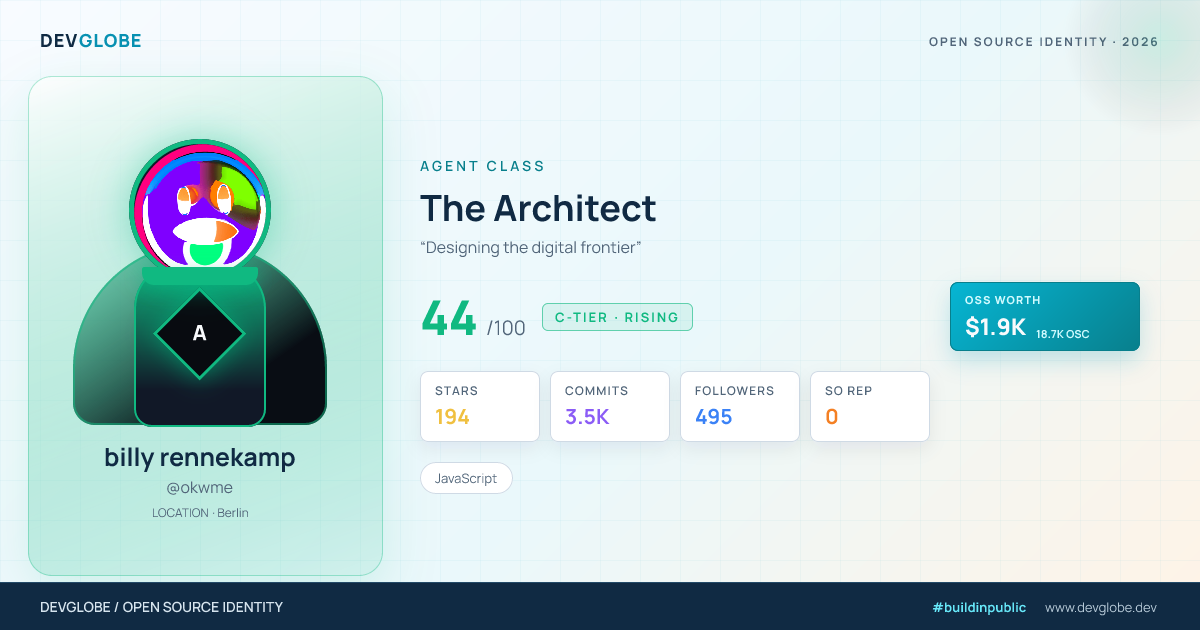 Developer card for @okwme
