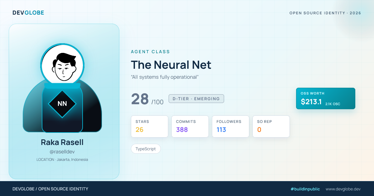 Developer card for @raselldev