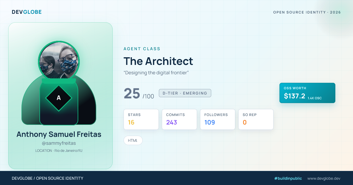 Developer card for @sammyfreitas