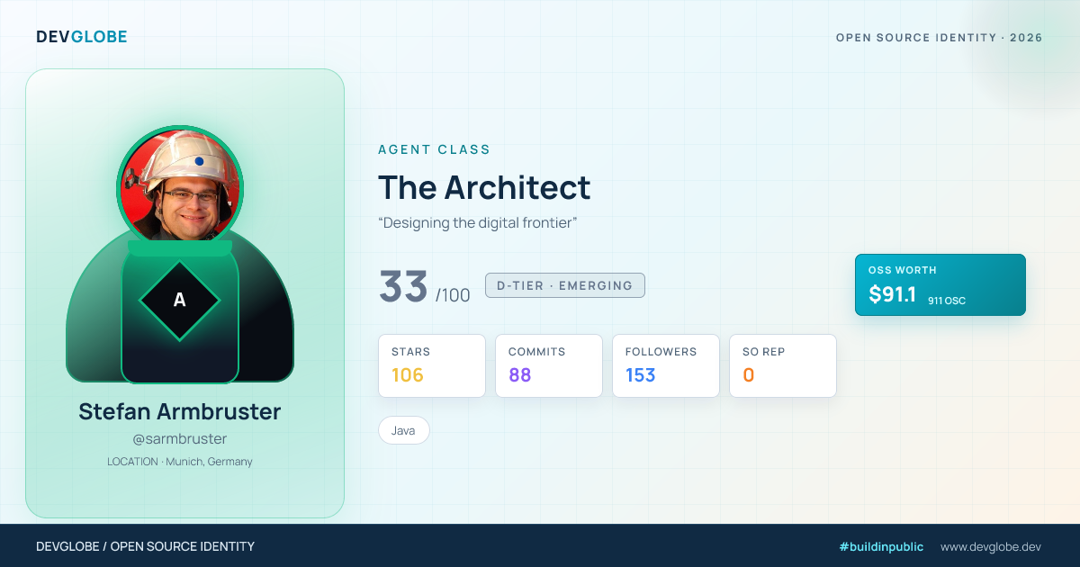Developer card for @sarmbruster