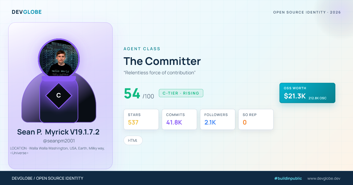 Developer card for @seanpm2001