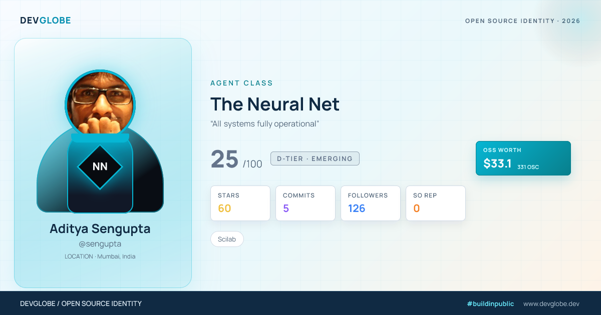 Developer card for @sengupta