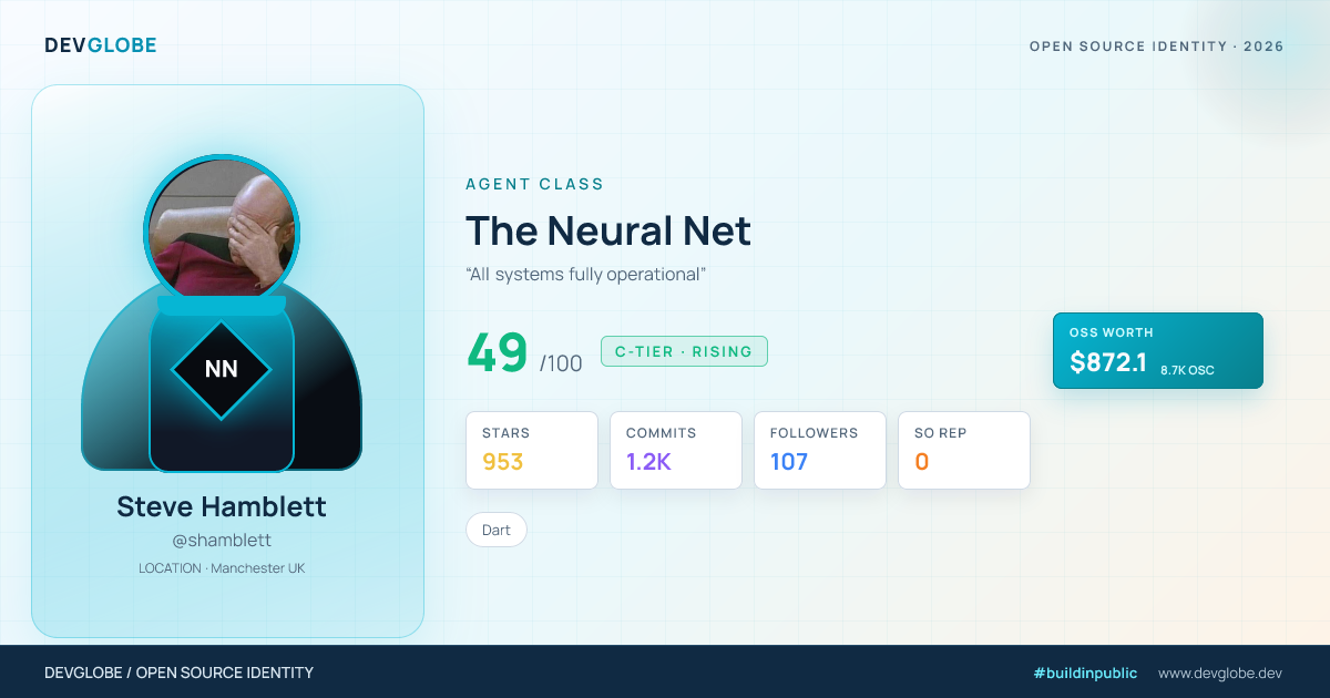 Developer card for @shamblett