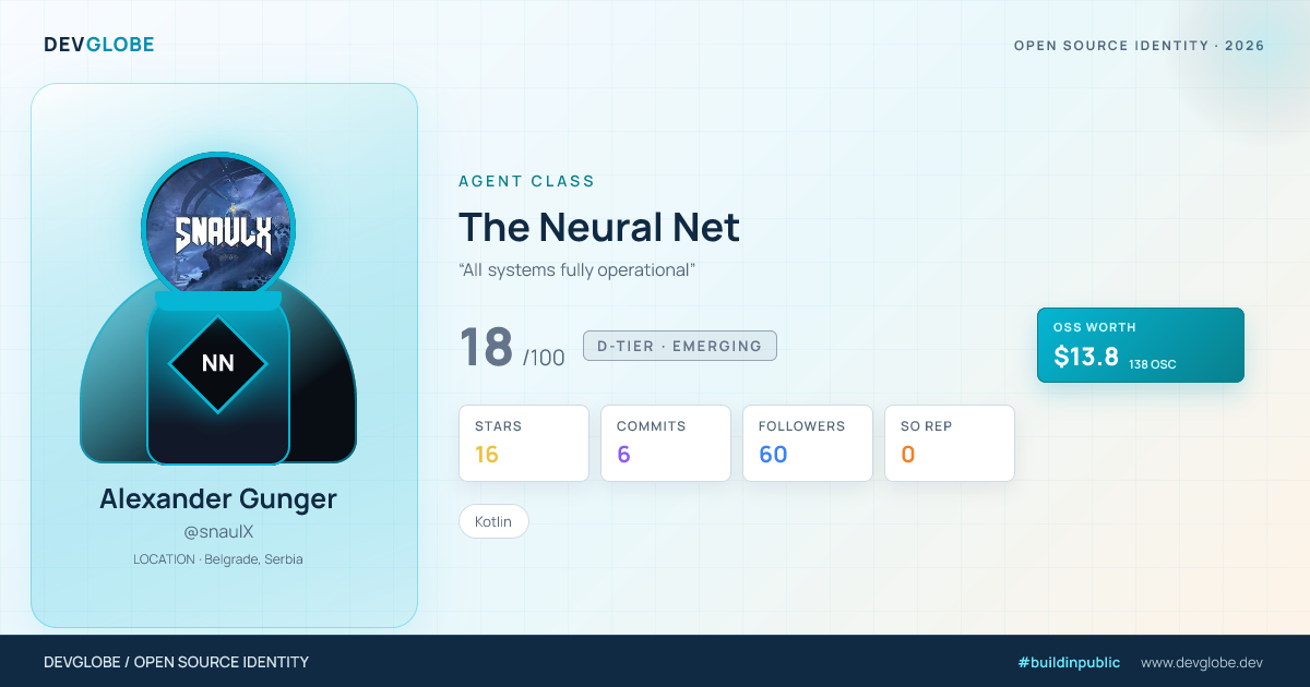 Developer card for @snaulX