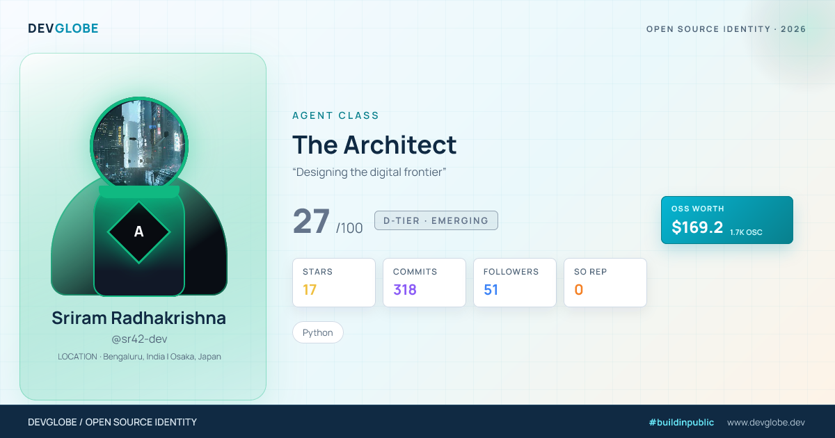 Developer card for @sr42-dev