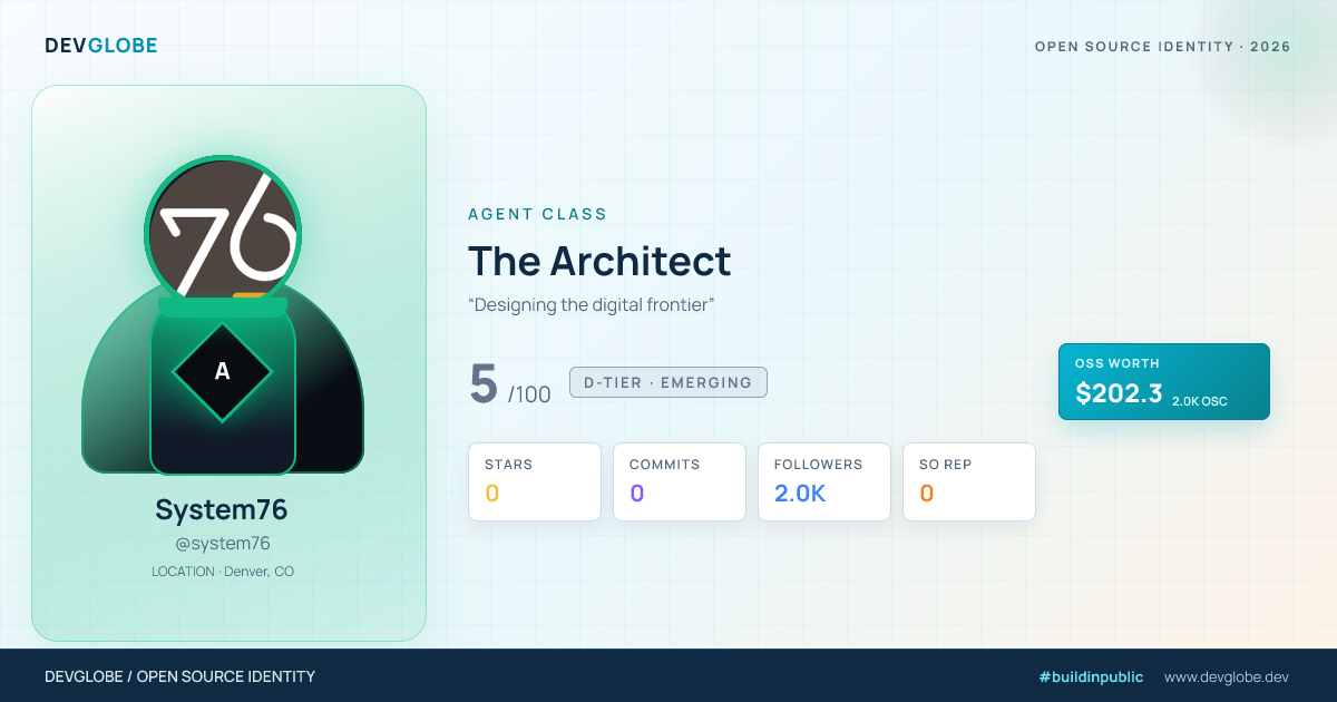 Developer card for @system76