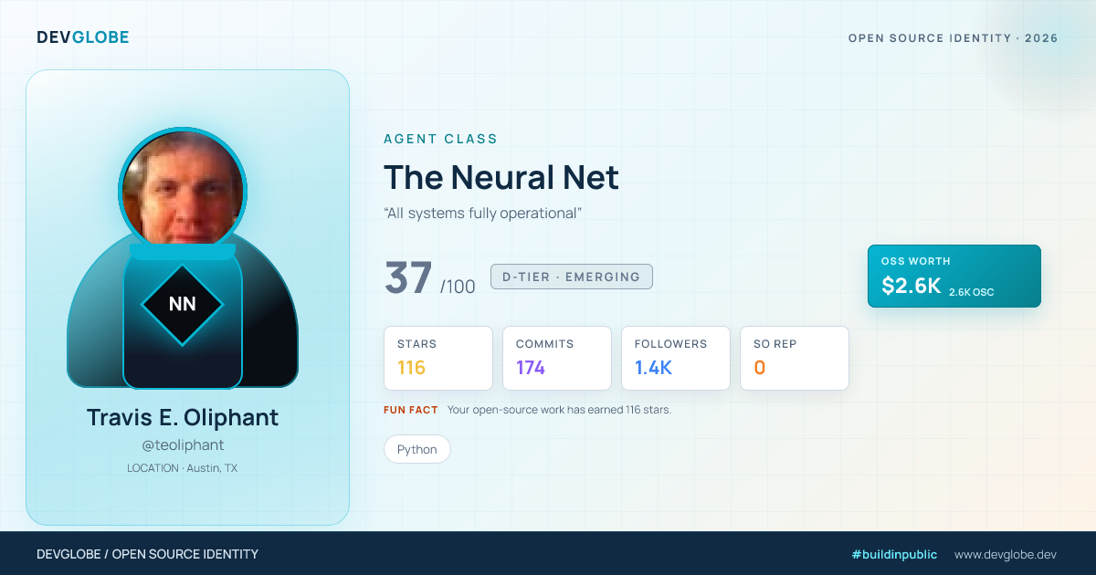 Developer card for @teoliphant