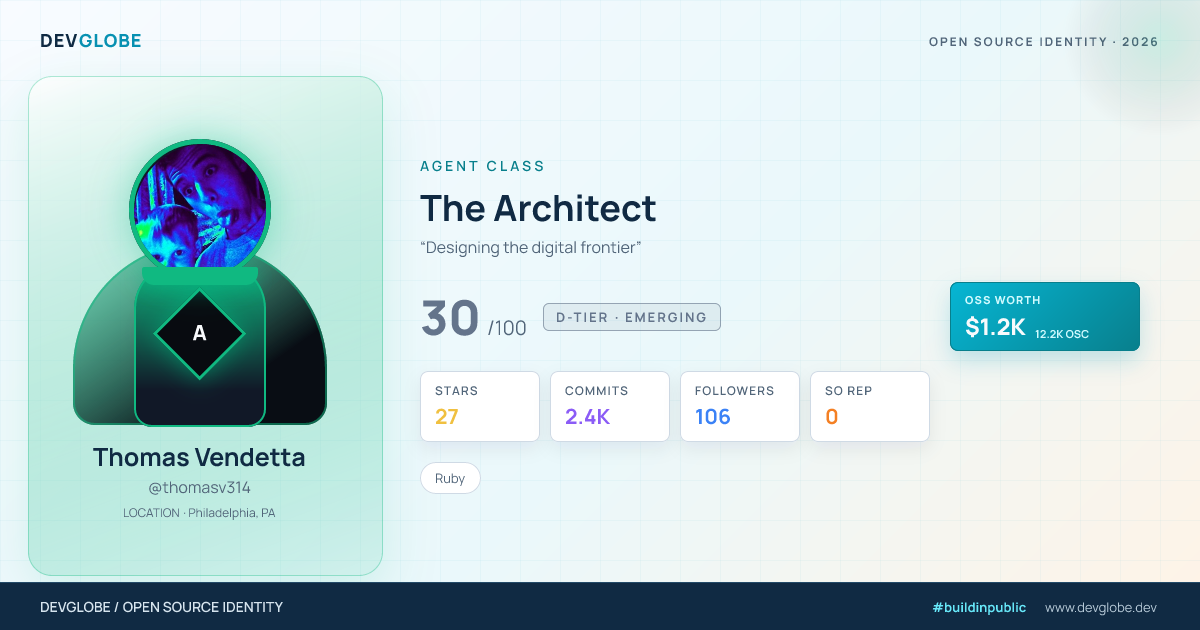 Developer card for @thomasv314
