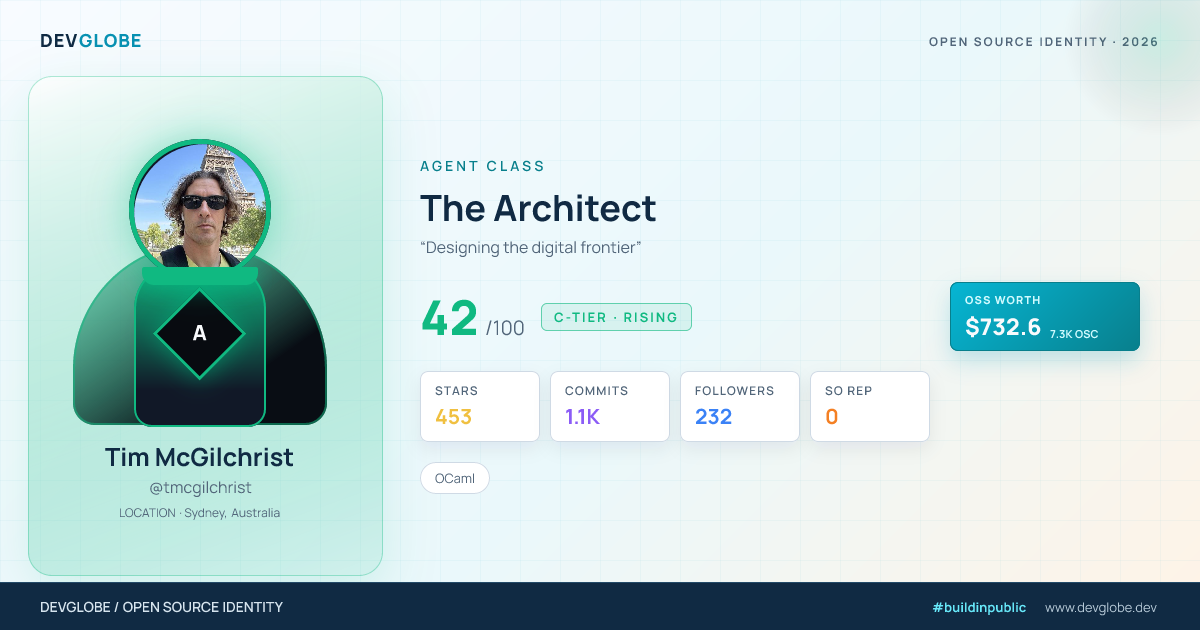 Developer card for @tmcgilchrist