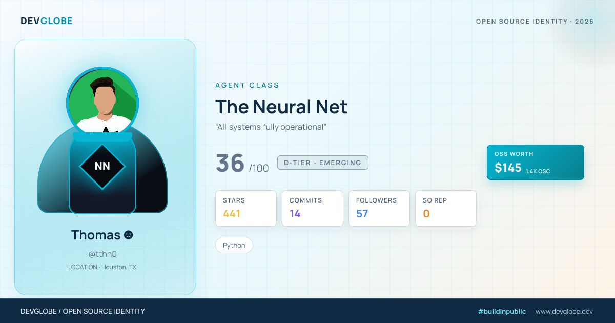 Developer card for @tthn0