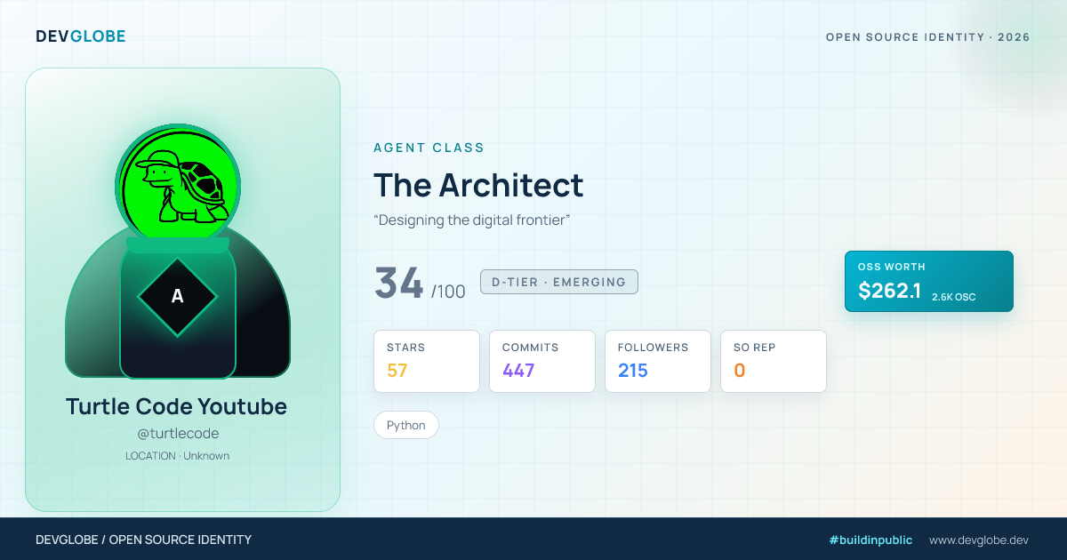 Developer card for @turtlecode