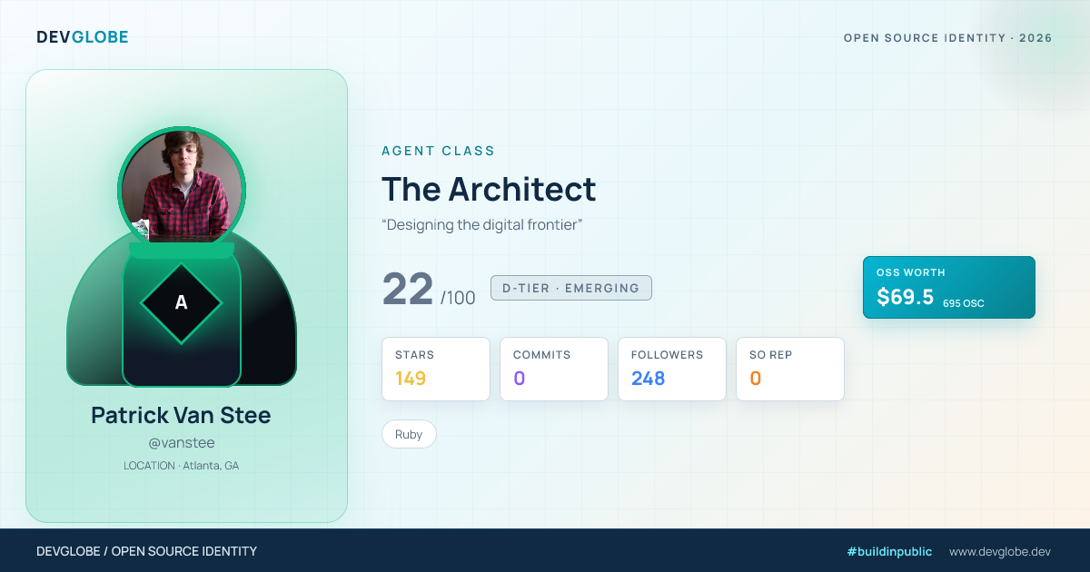 Developer card for @vanstee