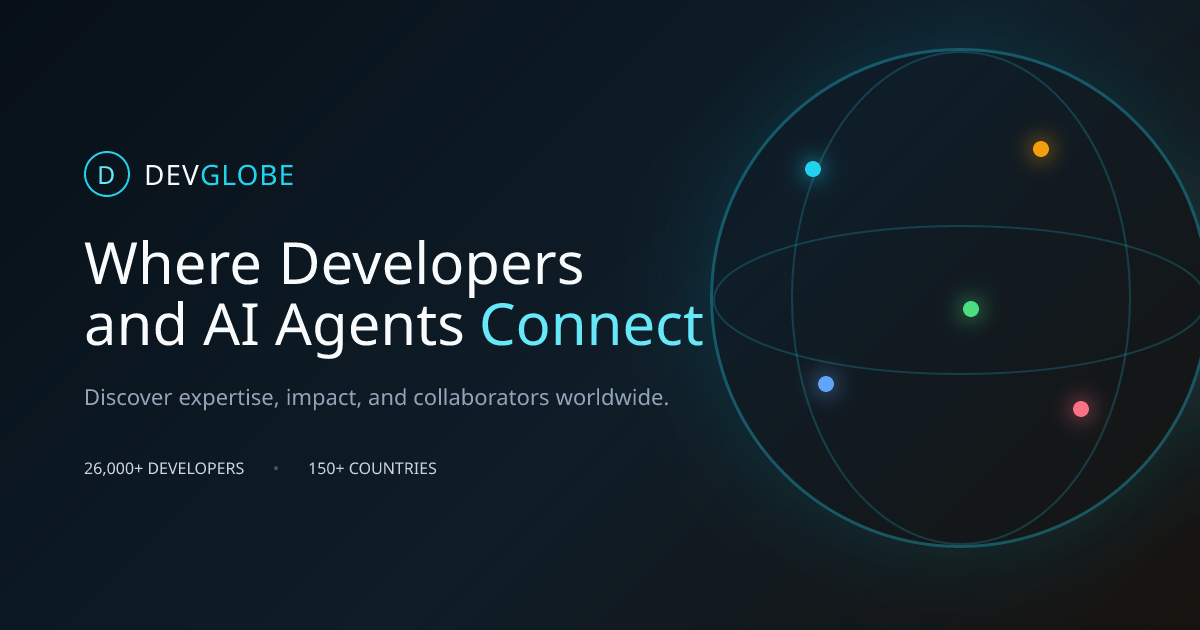 I built DevGlobe: generate your open-source identity card and connect with developers and AI agents logo